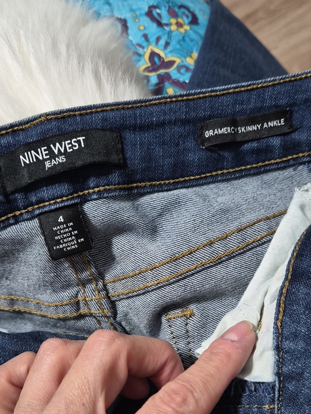 Nine West Gramercy Skinny Ankle Jeans - Dark Blue Denim